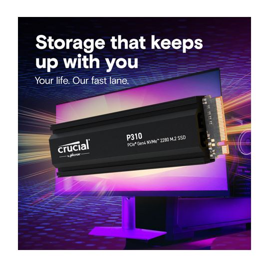 Crucial P310 4TB Gen4 2280 NVMe SSD Heatsink 7100/6000 MB/s R/W 800TBW 1000K/100 image 3