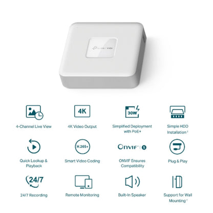 TP-Link VIGI NVR1104H-4P 4 Channel PoE+ Network Video Recorder, 24/7 Continuous image 2