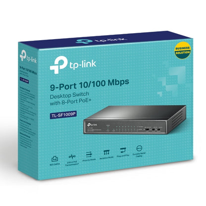 TP-Link TL-SF1009P 9-Port 10/100Mbps Desktop Switch with 8-Port PoE+, Up to 65W image 0
