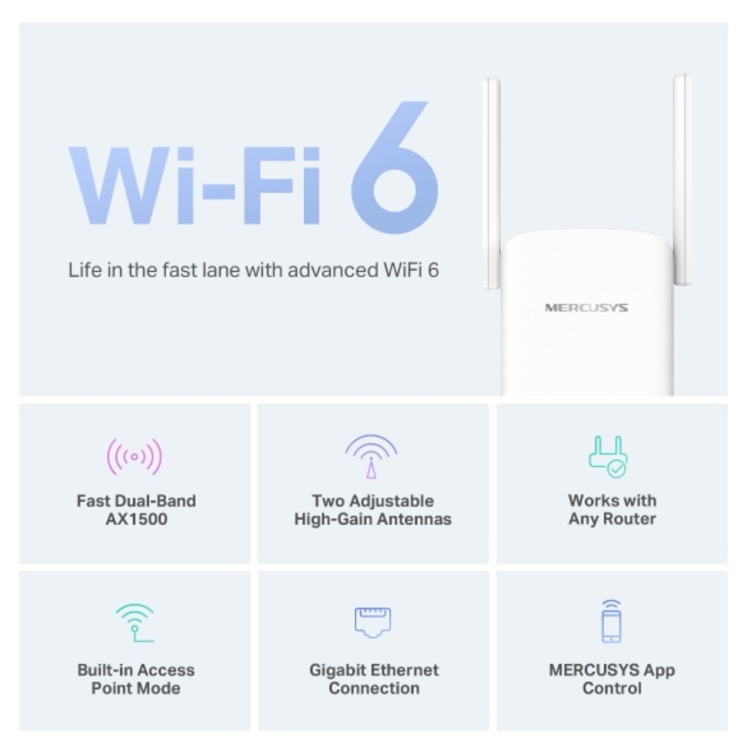 Mercusys ME60X AX1500 Wi-Fi 6 Range Extender, Dual Band Speeds up to 1500Mbps, 3 image 2