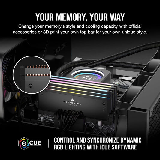 Corsair DOMINATOR® TITANIUM RGB 64GB (2x32GB) DDR5 DRAM 6000MT/s CL30 Intel XMP image 1