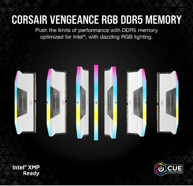 Corsair Vengeance RGB 32GB (2x16GB) DDR5 UDIMM 5600MHz C36 1.25V Desktop Gaming image 2