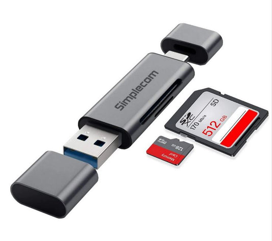 Simplecom CR402 SuperSpeed USB-C and USB-A SD/MicroSD Card Reader USB 3.2 Gen 1 image 0