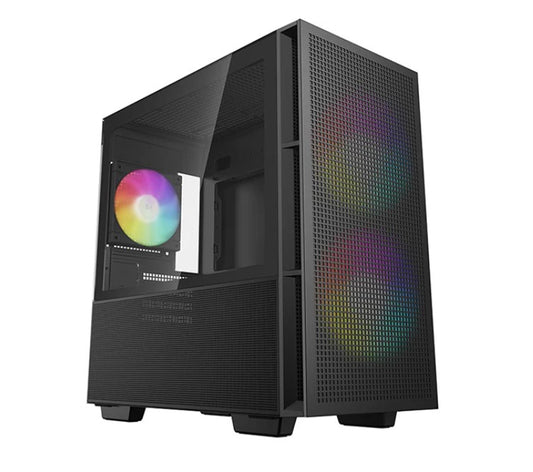 DeepCool CH360 Black Micro ATX Case, Tempered Glass Window, 1x USB 3.0, 1x USB-C image 0