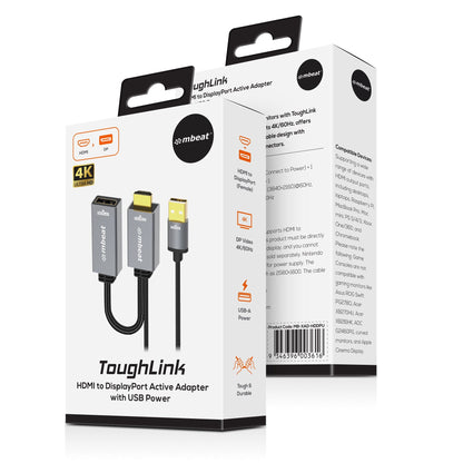 mbeat Tough Link HDMI to DisplayPort Adapter with USB Power  Seamless Signal Tra image 3