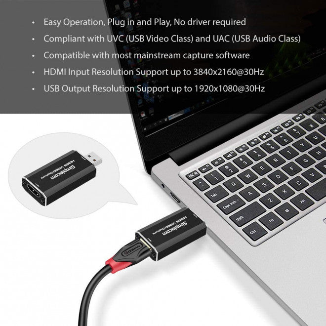 Simplecom DA315 HDMI to USB 2.0 Video Capture Card Full HD 1080p for Live Stream image 3