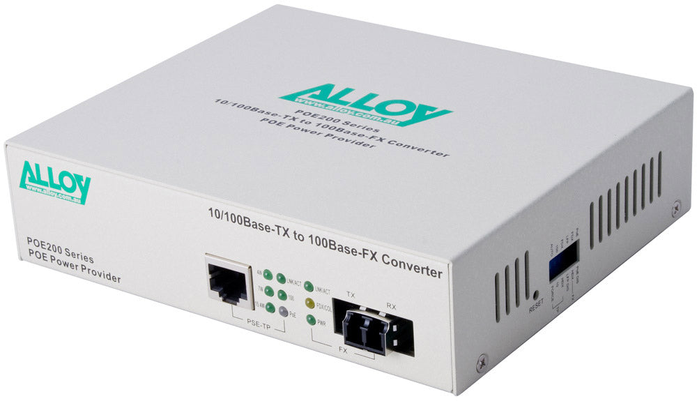 Alloy POE200LC 10/100Base-TX to 100Base-FX Multimode Fibre (LC) Converter, provi image 0
