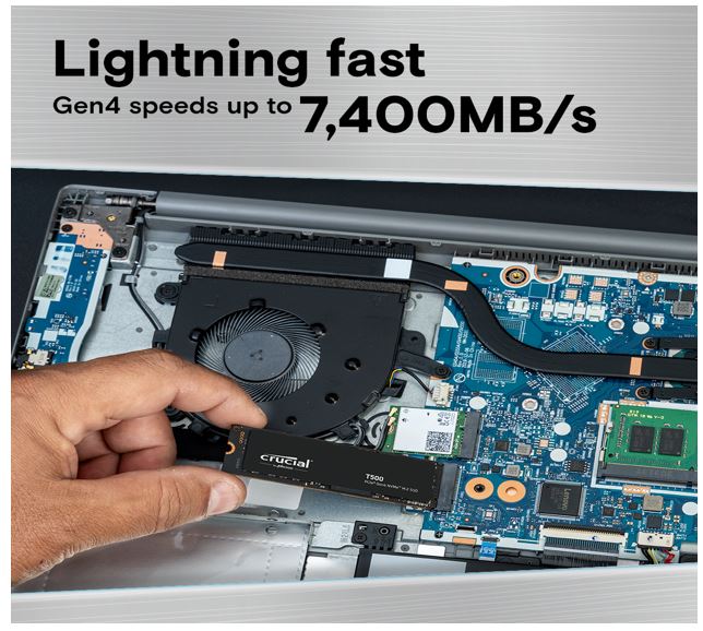Crucial T500 2TB Gen4 NVMe SSD - 7400/7000 MB/s R/W 1200TBW 1440K IOPs 1.5M hrs image 1