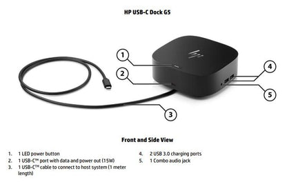 HP Dock USB-C G5 Essential Docking Station - 3xDisplays 1xUSB-C 4xUSB 3.0 2xDisp image 2