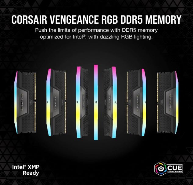 Corsair Vengeance RGB 32GB (2x16GB) DDR5 UDIMM 5200MHz C40 1.25V Desktop Gaming image 2