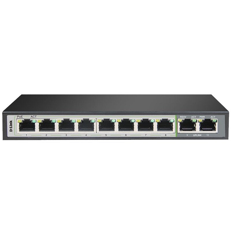 D-Link DGS-F1010P-E 10-Port Gigabit PoE Switch with 8 Long Reach PoE & 2 Uplink image 0