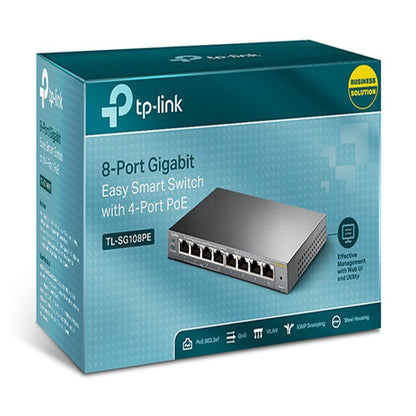 TP-Link TL-SG108PE 8-Port Gigabit Easy Smart Switch with 4-Port PoE, 55W IEEE 80 image 3