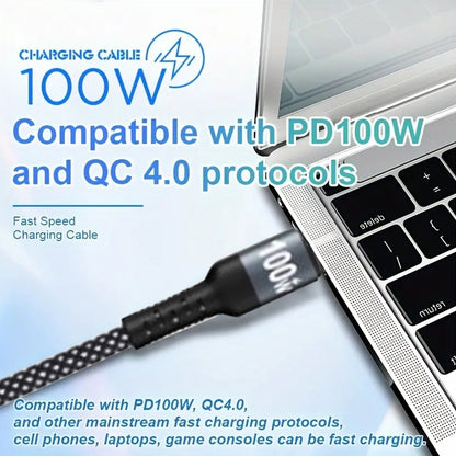 USP Braided 2-in-1 USB-C to Lighting (27W) + USB-C (100W) Super Fast Charging Ca image 1