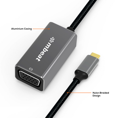 mbeat Elite USB-C to VGA Adapter - Coverts USB-C to VGA Female Port,  Supports u image 1