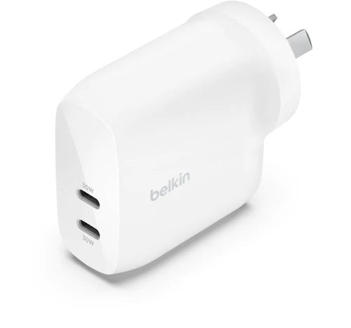 Belkin BoostCharge Pro Dual USB-C Wall Charger with PPS 60W - White (WCB010auWH) image 0