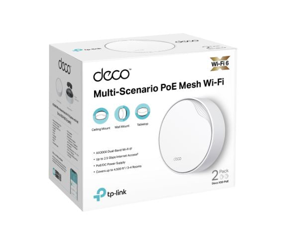 TP-Link Deco X50-PoE(2-pack) AX3000 Whole Home Mesh WiFi 6 System with PoE image 1