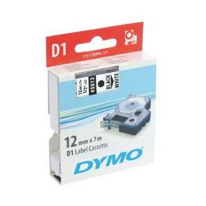 DYMO D1 (SD45013/S0720530) Label Cassette, 12mm x 7m - Black on White image 0
