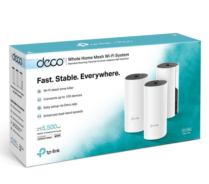 TP-Link Deco M4 (3-pack) AC1200 Whole Home Mesh Wi-Fi System.  ~370sqm Coverage, image 2