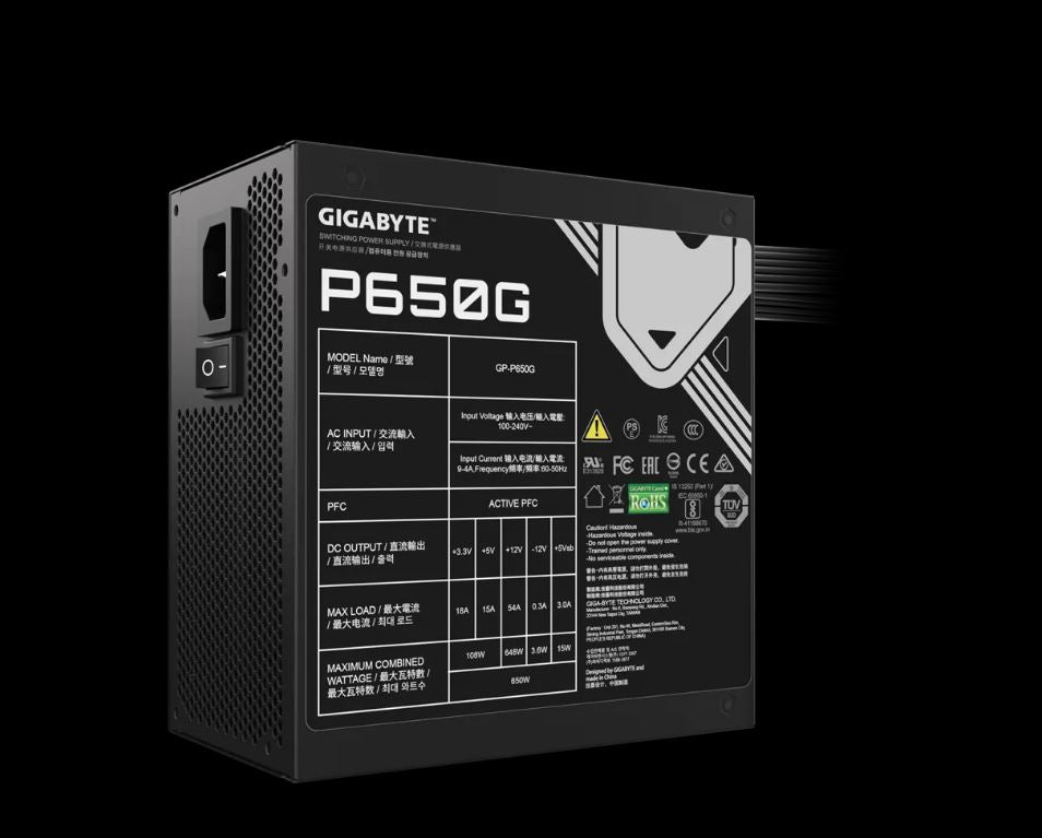 Gigabyte GP-P650G 650W ATX PSU Power Supply 80+  120mm 12V >100K Hrs image 2