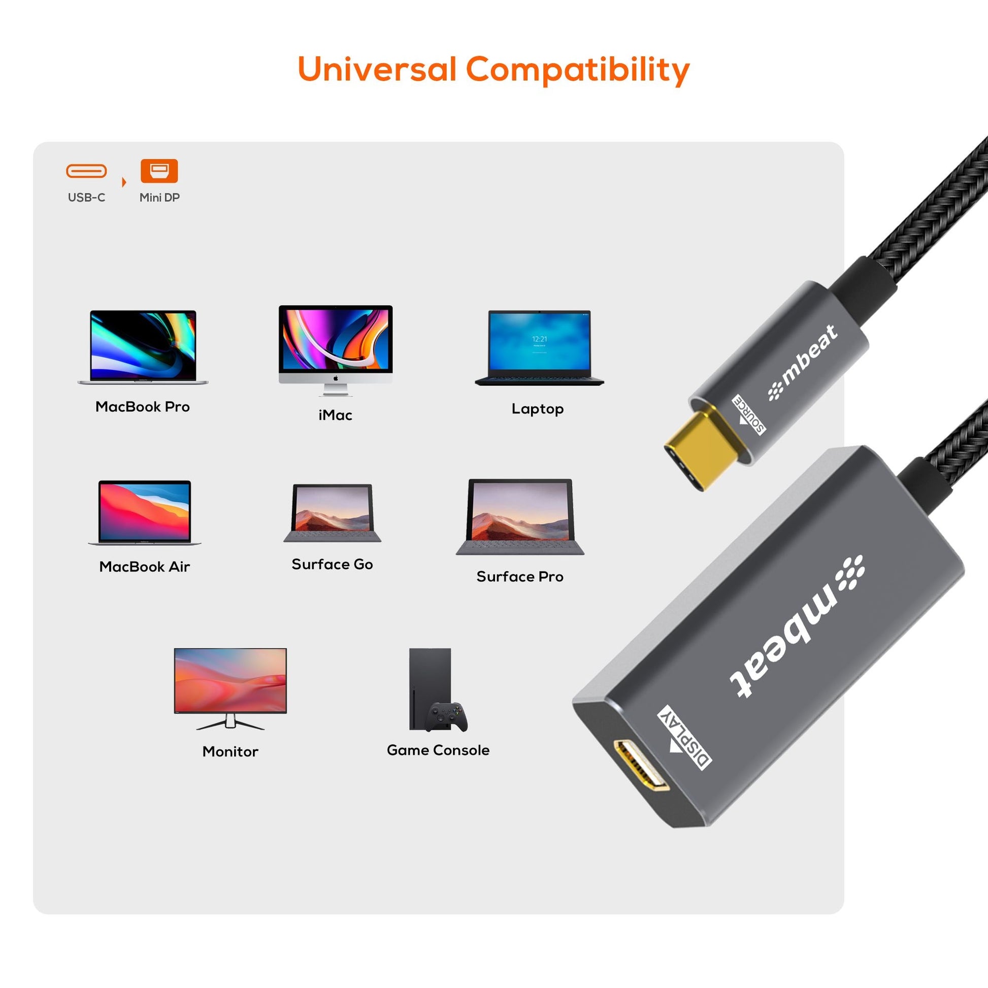 mbeat Tough Link USB-C to Mini DisplayPort Adapter  Host Interface: USB-C 3.2 Ge image 2