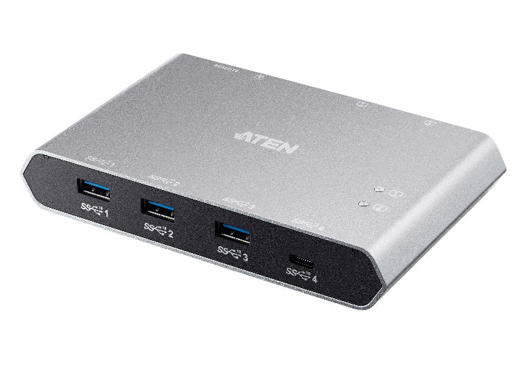 Aten Sharing Switch Gen2 2x4 USB-C, 2x PC, 4x USB 3.2 Gen2 Ports (1x USB-C), Pow image 0