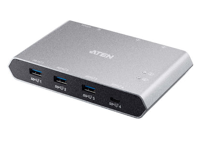Aten Sharing Switch Gen2 2x4 USB-C, 2x PC, 4x USB 3.2 Gen2 Ports (1x USB-C), Pow image 0