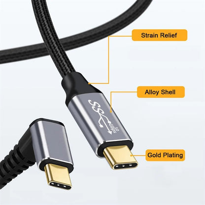 Pisen Braided USB-C to USB-C Right Angle Cable (1M) - Black,  100W Power, Suppor image 2