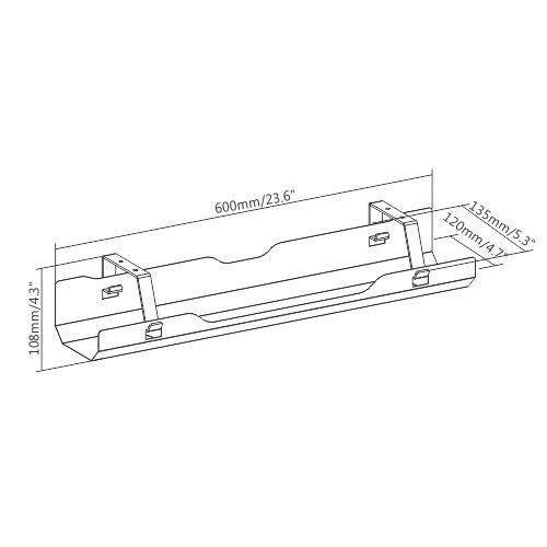 Brateck Under-Desk Cable Management Tray - Dimensions:600x135x108mm - White image 1