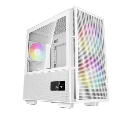 DeepCool CH360 Digital White Micro ATX Case, Digital Status Display, Tempered Gl image 0