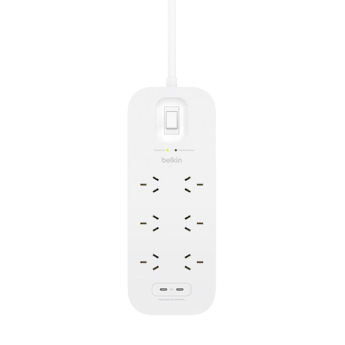 Belkin SurgePro 6-Outlet Surge Protector with Dual USB-C 30W  - (SRB006AU2M), Du image 2