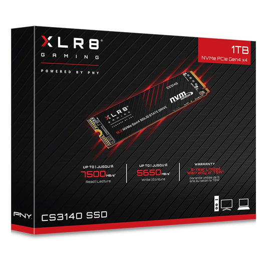 PNY CS3140 1TB NVMe Gen4 SSD for PS5 7500MB/s 5650MB/s R/W 700TBW 350K/700K 2M h image 1