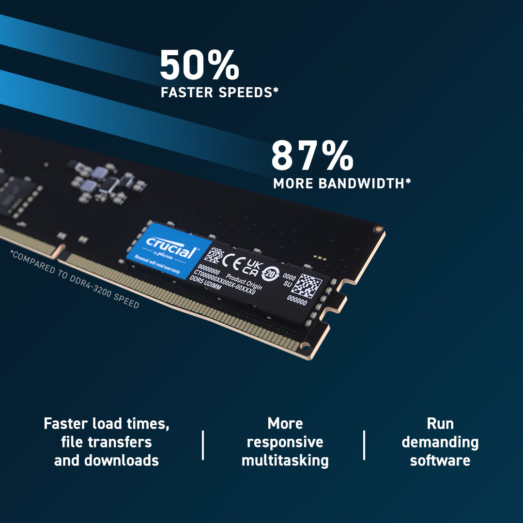 Crucial 16GB (1x16GB) DDR5 UDIMM 5600MHz CL46 Desktop PC Memory image 2