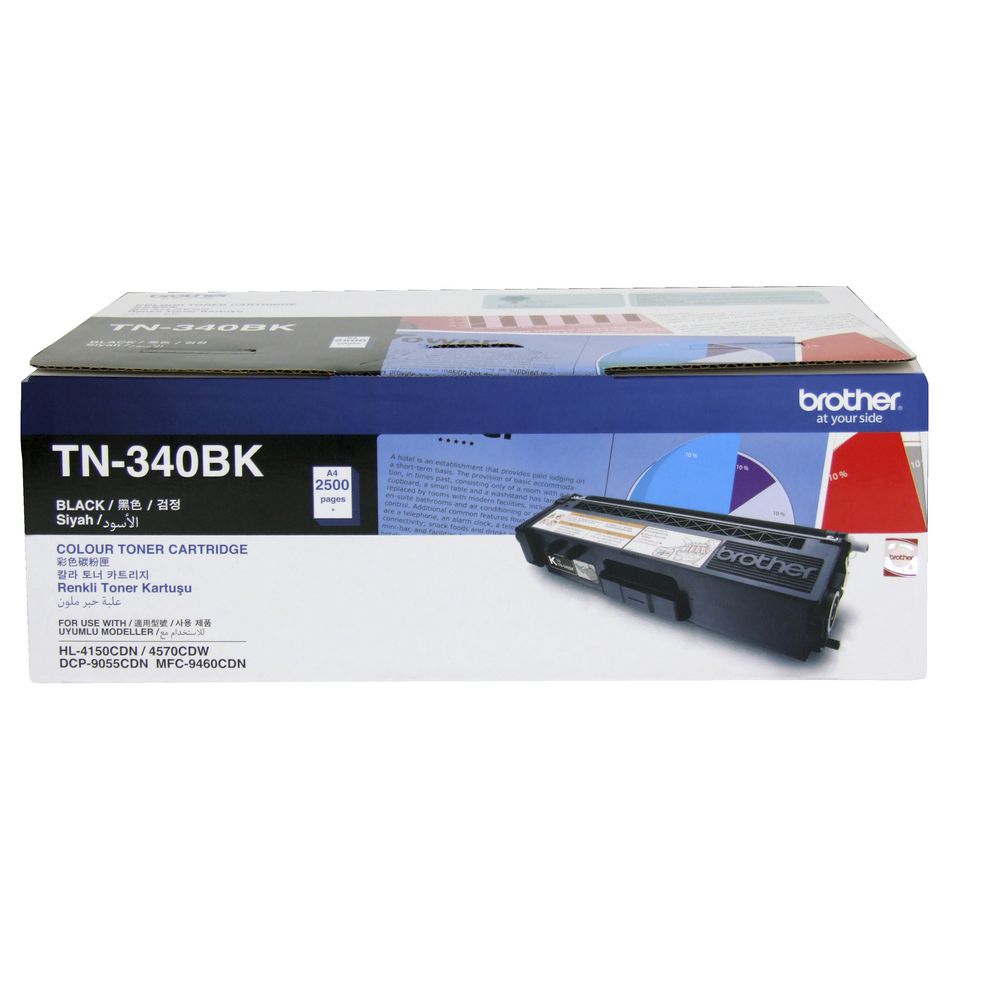 Brother TN-340BK Colour Laser Toner - Standard Yield Black, HL-4150CDN/4570CDW, image 0