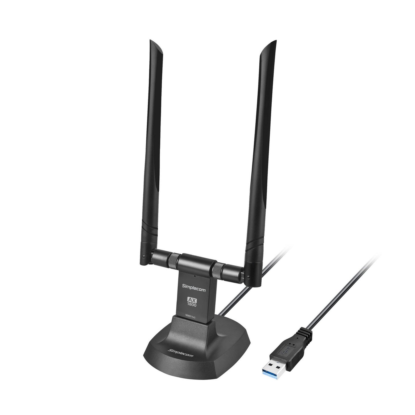 Simplecom NW811v2 AX1800 Dual Band WiFi 6 USB Adapter 802.11ax with 2x 5dBi High image 1
