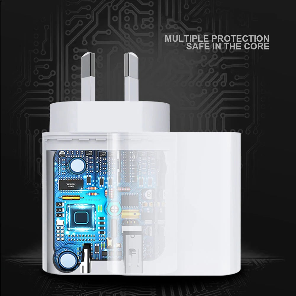 USP 30W Dual Ports (USB-C PD + USB-A QC3.0) Fast Wall Charger - Safe Charge,Comp image 3