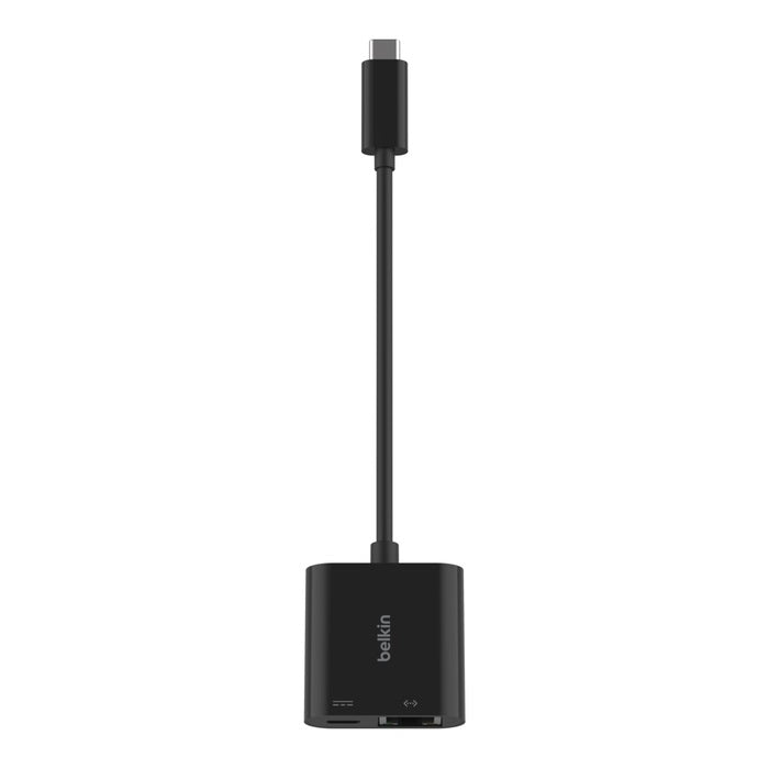 Belkin USB-C to Ethernet + Charge Adapter - Black(INC019BTBK), USB-C Power Deliv image 1