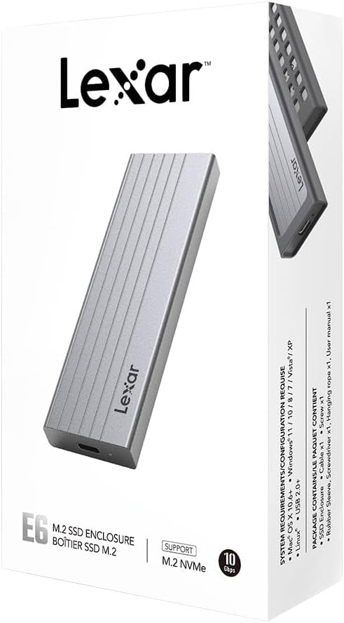 Lexar E6 M.2 SSD Enclosure, Supports M.2 NVMe SSD USB 3.2 Gen 2 high-speed inter image 3