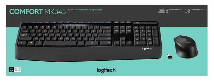 Logitech MK345 Wireless Keyboard & Mouse Combo Full Size 12 Media Key Long Batte image 3