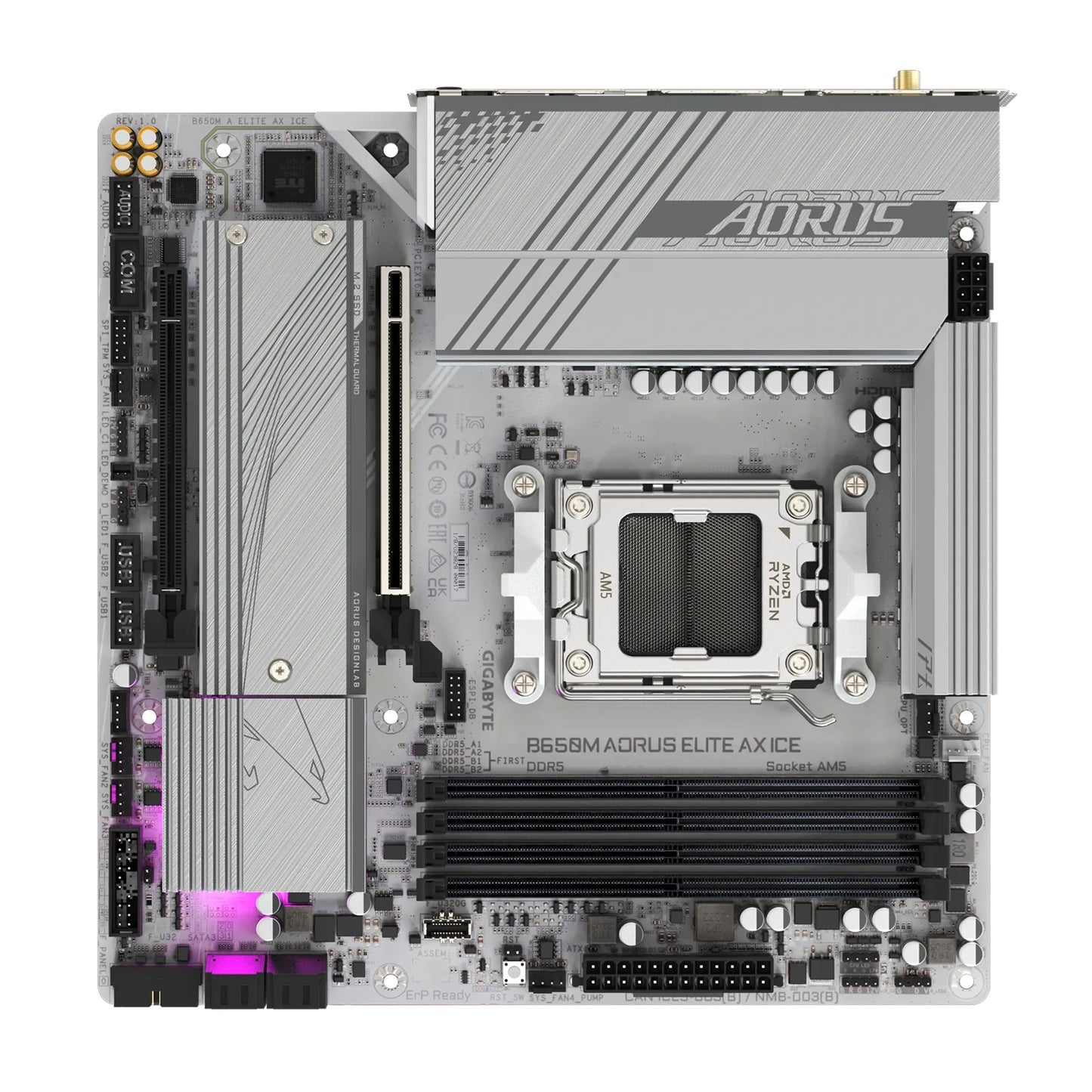 Gigabyte B650M AORUS ELITE AX ICE AMD B650 AM5 ATX Motherboard 4x DDR5~192GB,3x image 1