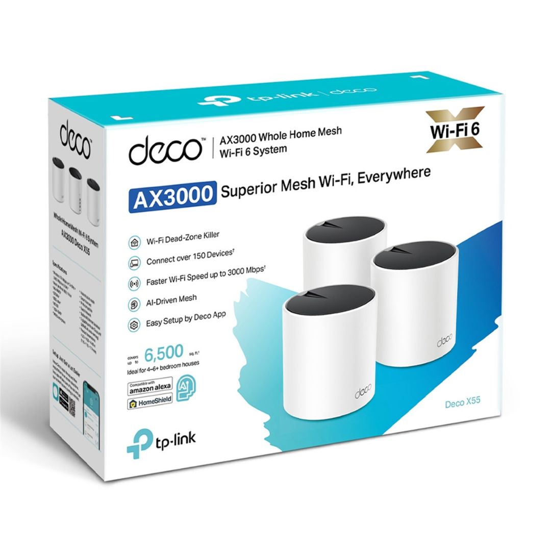 TP-Link Deco X55(3-pack) AX3000 Whole Home Mesh WiFi 6 System image 0