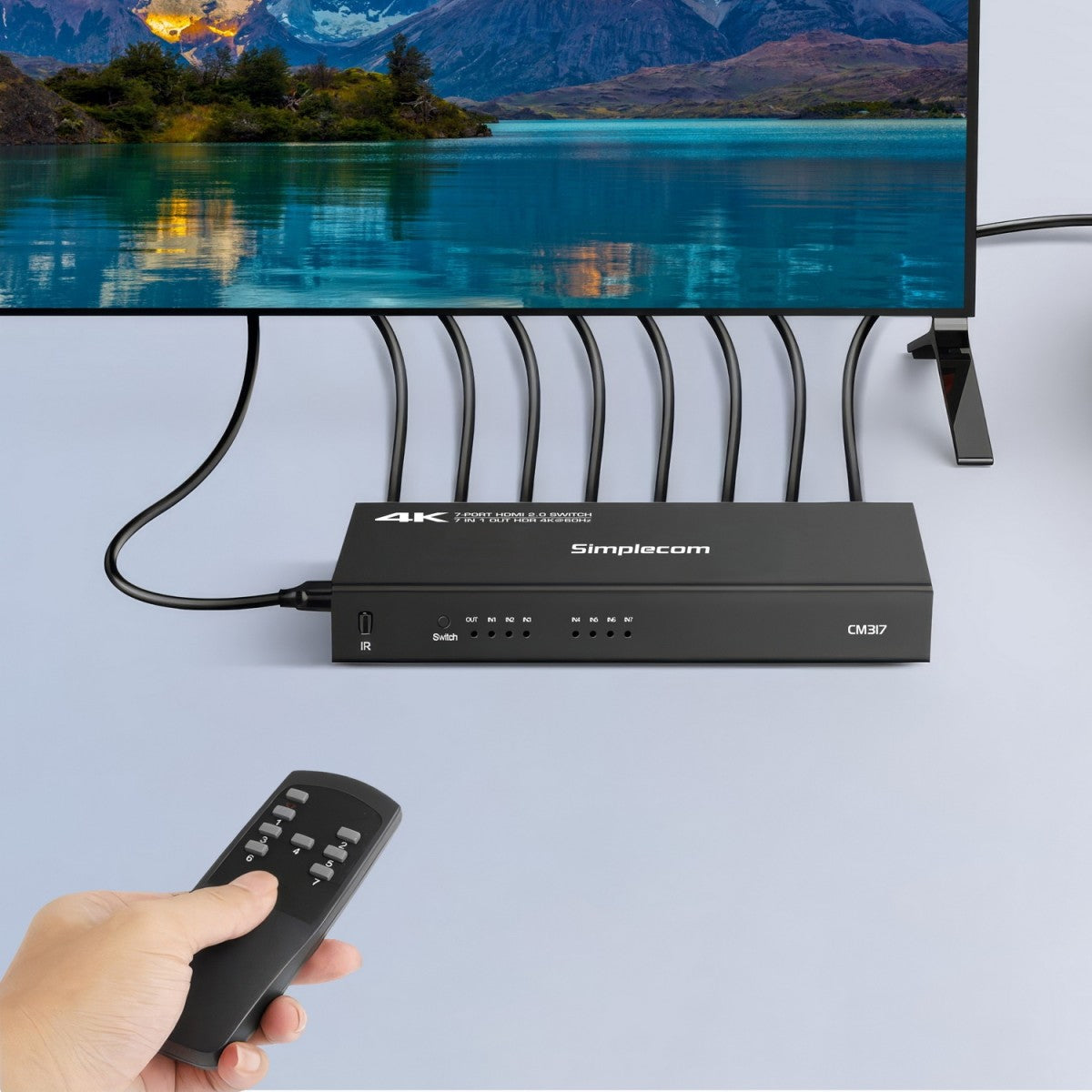 Simplecom CM317 7-Port HDMI 2.0 Switch with Remote 7 IN 1 OUT Splitter HDCP 2.2 image 0