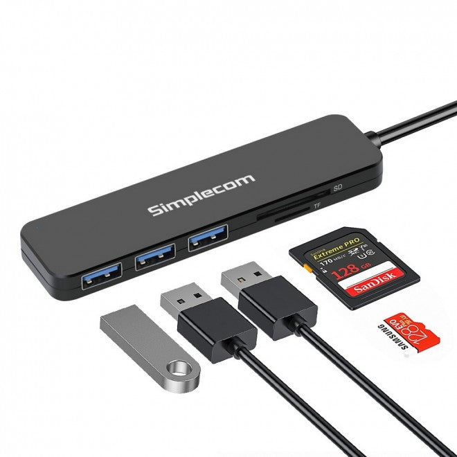 Simplecom CH365 SuperSpeed 3 Port USB 3.0 (USB 3.2 Gen 1) Hub with SD MicroSD Ca image 2