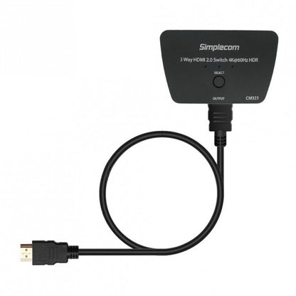 Simplecom CM323 3 Way HDMI 2.0 Switch 3 IN 1 OUT Ultra HD 4K 60Hz HDR HDCP 2.2 image 1
