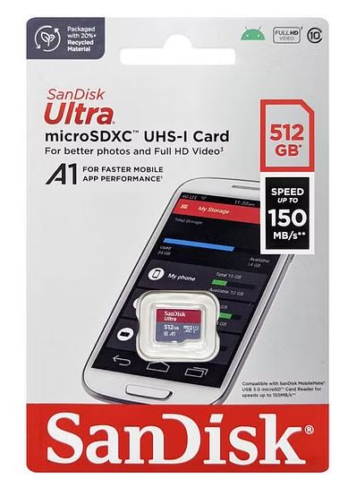 SanDisk 512GB Ultra MicroSDXC UHS-I Memory Card - 150MB/s -Capacity: 512GB - Com image 1