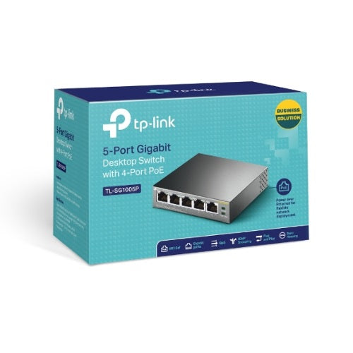 TP-Link TL-SG1005P 5-Port Gigabit Desktop Switch with 4-Port PoE 56W image 0