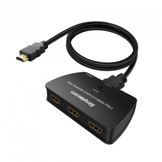 Simplecom CM323 3 Way HDMI 2.0 Switch 3 IN 1 OUT Ultra HD 4K 60Hz HDR HDCP 2.2 image 0