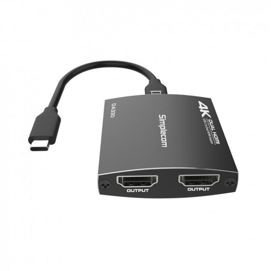 Simplecom DA330 USB-C to Dual HDMI MST Adapter 4K@60Hz with PD and Audio Out image 1