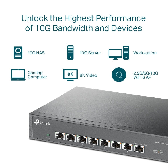 TP-Link TL-SX1008 8-Port 10G Desktop/Rackmount Switch, 160Gbps, Intelligent Fan image 3