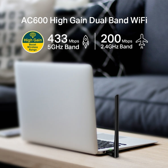 TP-Link Archer T2U Plus AC600 High Gain Wi-Fi Dual Band USB Adapter,433Mbps at 5 image 2