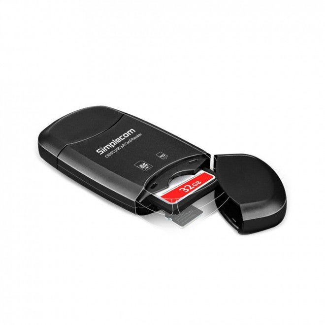 Simplecom CR303 2 Slot SuperSpeed USB 3.0 Card Reader with Dual Caps -Black image 2